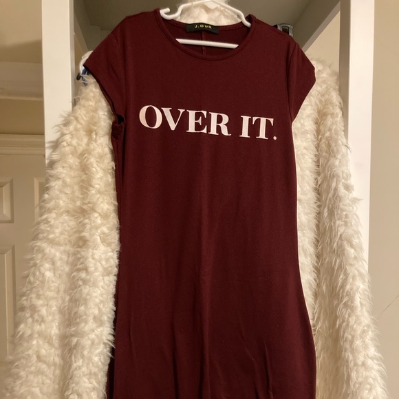 Dresses & Skirts - The Brak Up Maroon And White “OVER IT” dress🤍😍‼️